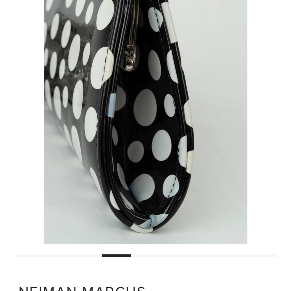 Polka Dot Clutch Bag - Black and White - Picture 5 of 10